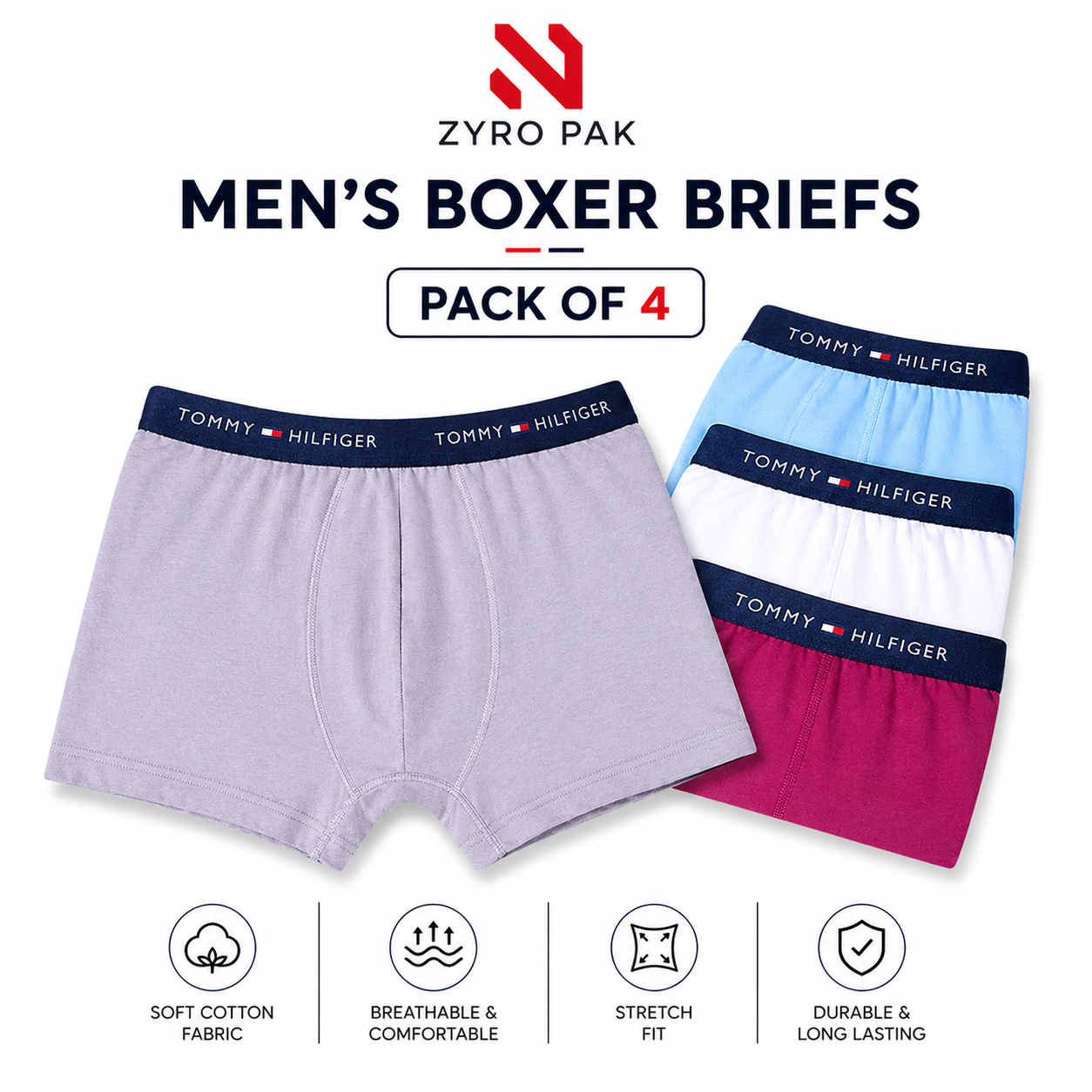 T-o-m-m-y  H-i-l-f-i-g-e-r Boxer (Pack Of 4)
