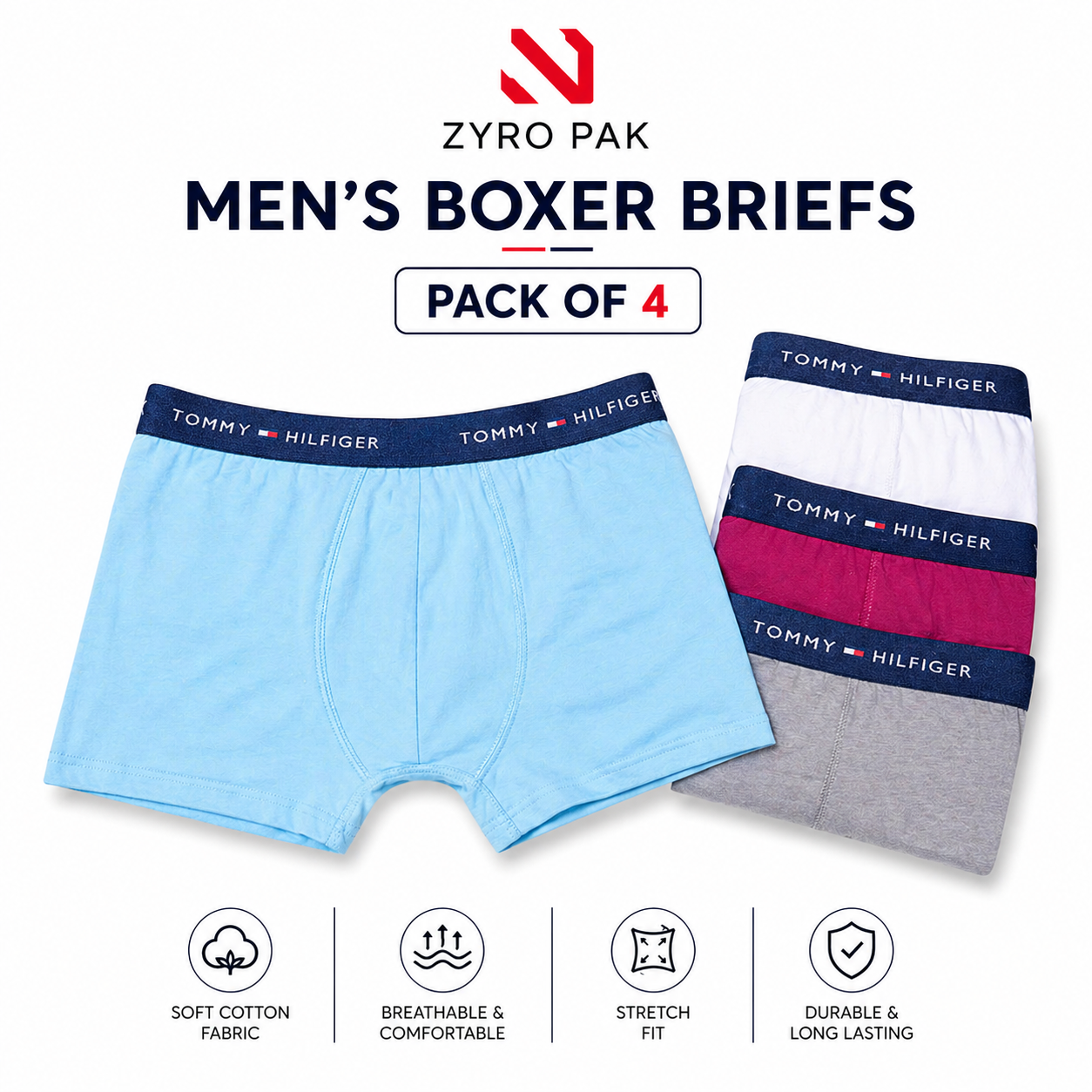 T-o-m-m-y  H-i-l-f-i-g-e-r Boxer (Pack Of 4)